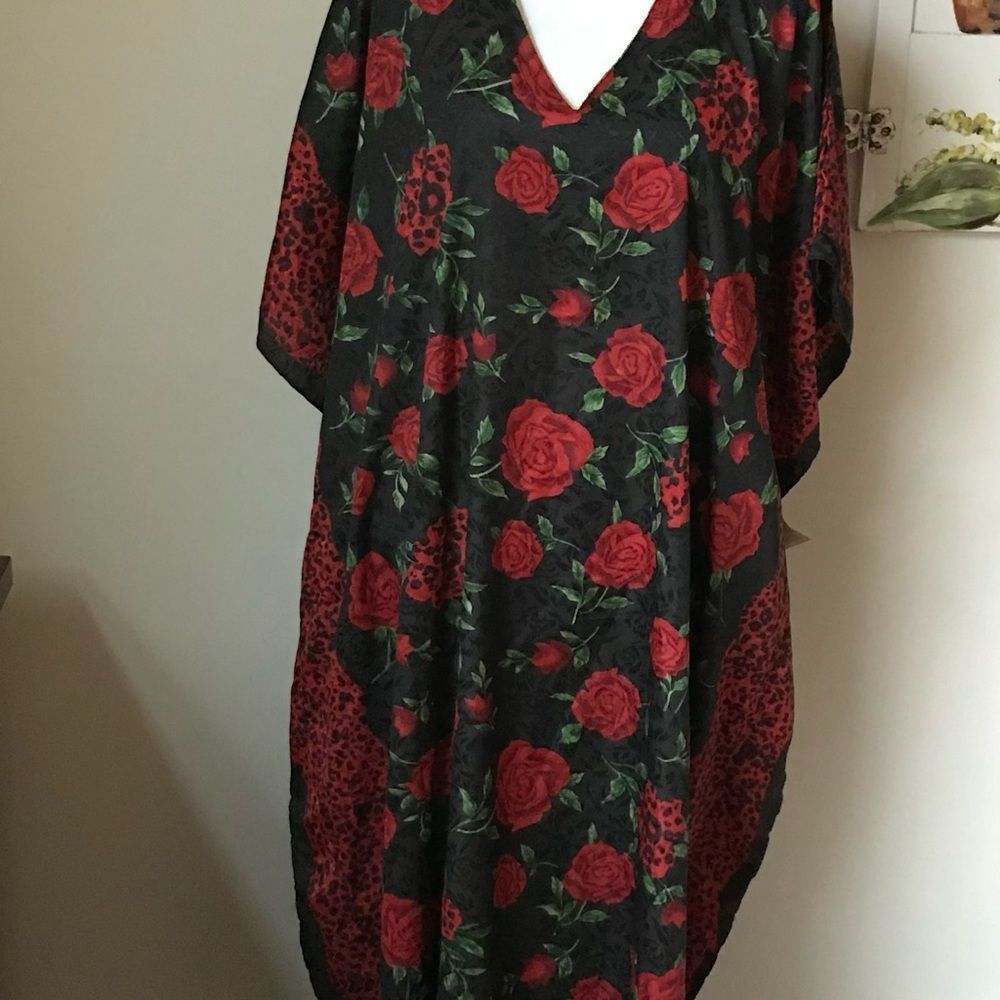 Vtg Resort poolside Cover-Up Kimono Kafta Lounge Wear Dress OS NWT